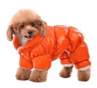Waterproof Full Body Snowsuit for Cold Weather, Windproof Insulated Winter Coat with Legs for Small Breeds, Orange