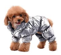 Waterproof Full Body Snowsuit for Cold Weather, Windproof Insulated Winter Coat with Legs for Small Breeds, Sliver