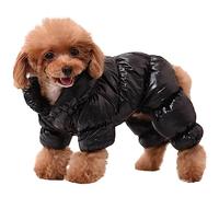 Waterproof Full Body Snowsuit for Cold Weather, Windproof Insulated Winter Coat with Legs for Small Breeds, Black