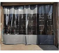 Waterproof Garage Divider Curtains Industrial Vinyl Door Curtain for Car Wash & Outdoor Use 2.8x2.6m Gray for Patio Porch & Wash Bay