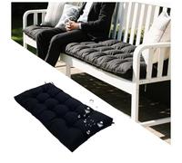 Waterproof Garden Bench Cushion 130x50x8cm Non-Slip Straps Perfect for Outdoor/Indoor Benches 3-Seater Swing Cushions & Rocking Chairs - Black