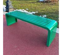 Waterproof Garden Bench for 2, Outdoor Metal Seating with Curved Design, Galvanized Steel Frame, Green Color, 100 cm/39 Inches, Durable Patio Furniture