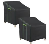 Waterproof Garden Chair Covers - 2 Pack Heavy Duty 210D Oxford Fabric Outdoor Furniture Protectors with Air Vent & Wind-Resistant Anti-UV for Patio Stackable/Tub/Recliner Chairs (97*89*59/79)