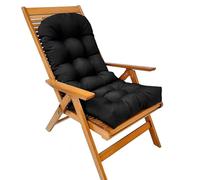 Waterproof Garden Chair Cushion - Fade-Resistant High Back Pad for Indoor/Outdoor Rattan & Rocking Chairs - Comfortable, Black Seat Pad