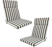 Waterproof Garden Chair Cushion Set of 2 with Ties Indoor/Outdoor Cushions for Reclining Lounge and Rocking Chairs (Khaki Stripes 45 x 107 x 5 cm) - Comfort & Durability