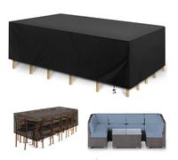 Waterproof Garden Furniture Cover 225x150x85cm Outdoor Rattan Sofa Cover with Anti UV Protection Windproof Design for Patio Furniture Black