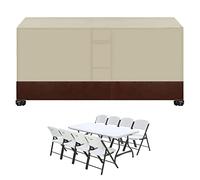Waterproof Garden Furniture Cover 230x165x80cm 420D Oxford Fabric Rectangular Patio Table & Lounger Covers with Air Vent Outdoor Furniture Protection Beige Brown