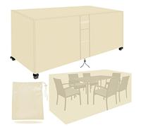 Waterproof Garden Furniture Covers 230x165x80cm Heavy Duty 420D Oxford Fabric Trolley Cover Rectangular/Square Rip Proof with Waterproof Tape & Hidden Air Vent Beige