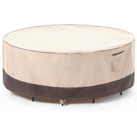 Waterproof Garden Furniture Covers Eco-friendly Fabric UV Resistant Fade Resistant for Large/Medium Circle Table with Chairs Set,230cm(90 inch) Dia,Beige