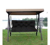 Waterproof Garden Hammock Bench Cushions Thick 2 & 3 Seater Outdoor Pads with Straps for Canopy Swing Comfortable Patio Seat Cushions with Backrest 150 x 100 x 10 cm Black