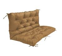 Waterproof Garden Patio Bench Cushions with Backrest - Non-Slip Outdoor Seat Pads for 2/3 Seater Furniture - Navy Blue & Khaki Replacement Cushions 120x100x10cm