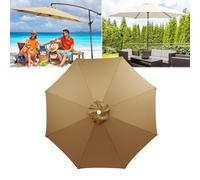 Waterproof Garden Sun Umbrella Replacement Canopy, Durable Polyester Cloth, Large Patio Parasol Weatherproof UV-Anti, 200 250 270 300 350CM Market Table Replacement Cover Parasol(Champagne,2.3M/6Ribs)