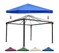 Waterproof Gazebo Canopy Replacement Covers, 3m x 3m Party Tent Roof Top Replacement Cover, 310 g/m² Durable 2 Tier Oxford Cloth with Air Vented Top for Garden Patio Canopy Top Cover Blue Single-Top