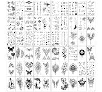 Waterproof Gold Stars and Dots Temporary Tattoo for Face, Party, Festival, Makeup Patches (5.2 × 15 cm) (BLACK-120PCS)
