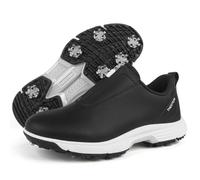 Waterproof Golf Shoes Spikes Golfers Sports Sneakers Outdoor Zipper Walking Footwears for Women Female,Black,3.5 UK