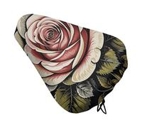Waterproof Gothic Rose Bike Seat Cushion Cover, Padded Bicycle Seat Cover with Drawstring for Men Women, Wide Bike Saddles Protector for Mountain Exercise Road City Outdoor Biking