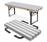 Waterproof Gray Striped Outdoor Cushs 110x23x3cm - 3cm Thick Seat Pads for Garden Benches, Dining Chairs, Patio & Bistro Sets - table Cush Covers