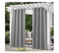 Waterproof Gray Thermal Insulated Grommet Drapes for Patio - Windproof Blackout Panel for Garden Pergola Porch Gazebo Backyard - 1 Panel 223x300cm