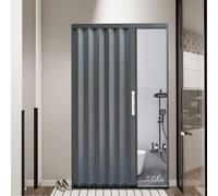 Waterproof Grey Aluminum Folding Door Insulated Accordion Room Divider for Hallways & Showers Thermal Efficiency 68x80in (172.7x203cm)