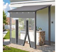 Waterproof Grey Transparent Tarpaulin Side Panels for Outdoor Pera Gazebo, 0.5mm PVC Plastic Weatherproof Partits with er Door, Size 2.8x2.5m (9.2x8.2ft)
