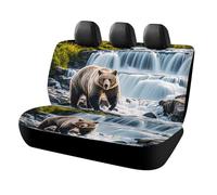 Waterproof Grizzlies in River Falls Car Seat Cover Scratchproof Rear Seat Protector Universal Fit Bench Backseat Covers for Suvs Trucks Sedans Vans Pet Dog for Owners & Outdoor Enthusiasts Friendly