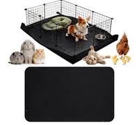 Waterproof Guinea Pig Cage Liner, 150x100cm Guinea Pig Playpen Mat with Button, Black PVC Cage Liners for Rabbits, Bunny, Ferrets and Other Small Animals