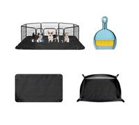Waterproof Guinea Pig Cage Liner Mat, 150x100cm PVC Base Pet Playpen Mat with Brushes and Scrapers, Foldable and Reusable Cage Liners Tarp for Rabbits, Bunny, Ferrets and Other Small Animals, Black