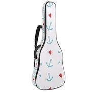 Waterproof Guitar Gig Bag with Zipper Soft for Bass Guitar Acoustic and Classical Folk Electric Guitar Blue Anchor & Hearts