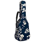 Waterproof Guitar Gig Bag with Zipper Soft for Bass Guitar Acoustic and Classical Folk Electric Guitar Floral Navy Blue Flower