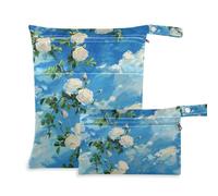 Waterproof Gym Clothes Bag 2 Pack White Roses White Clouds In The Sky