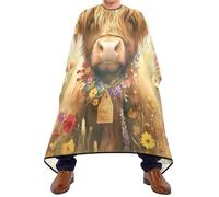 Waterproof Hair Colouring Cape, Highland Cow, Hairdressing Gown Unisex Hair Dye Cape for Hairdresser Coloring Men
