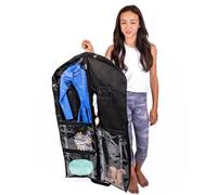 Waterproof Hanging Garment Bag 40 inch Clothes Bag with Gusset, 5 Pockets & Side Zip for Dance Costumes, Sports, Skating, Theatre, Beauty Pageants & More by Kendall Country, Raven Black