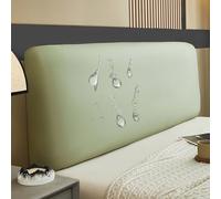 Waterproof Headboard Cover Elastic PU Leather Bed Headboard Protector Removable Full Wrap Headboard Slipcover for Bedroom Décor - Light Green 210-230cm