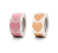 Waterproof Heart Stickers - 1000 PCS Pink & Kraft Paper Seals for Gift Wrapping, Journals, Scrapbooking | Self-Adhesive Love Labels for Planners, Envelopes, Home Decor, Card Making