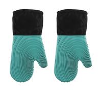 Waterproof Heat Resistant 250℃ Non-Slip Silicone Grilling Oven Mitts Kitchen Cooking Baking Barbecue Gloves For Cooking(Green)