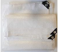 Waterproof heavy duty 300 gsm clear tarpaulin with reinforcing mesh,strengthened corners and hems ideal for covering up gazebo,builders tarp,ground sheet,camping,garden cover,… (6m x 8m)
