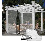 Waterproof Heavy Duty Outdoor Curtain for Pergola - Customizable Clear PVC Tarp Side Panels for Garden & Patio Rain Protection (20'x10' / 6x)