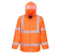 Waterproof Hi Vis Rain Jacket Pack Away Hood PVC Safety Hooded Coat Polyester UK