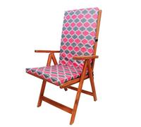Waterproof High Back Garden Chair Cushions with Ties | Grey - Pink Morocco Print | Outdoor Seat Pads 120 x 45 x 4cm - Outdoor Cushions for Garden Furniture, Recliners - Removable Washable Cover