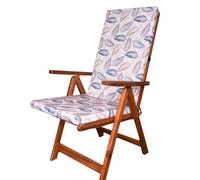 Waterproof High Back Garden Chair Cushions with Ties - Leafy01 Print | Outdoor Seat Pads 120 x 45 x 4cm - Outdoor Cushions for Garden Furniture, Recliners, Loungers - Removable Washable Cover