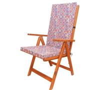 Waterproof High Back Garden Chair Cushions with Ties - Red Geometric Print | Outdoor Seat Pads 120 x 45 x 4cm - Outdoor Cushions for Garden Furniture, Recliners, Loungers - Removable Washable Cover