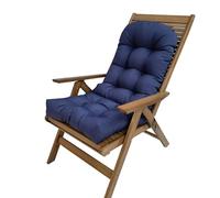 Waterproof High Back Patio Rocking Chair Cushion - Non-Slip Foldable Adirondack Pad with Ties Sun Protection for Outdoor Garden Seating (Navy Blue)