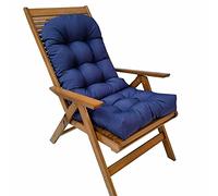 Waterproof High Back Patio Rocking Chair Cushion - Non-Slip Foldable Adirondack Pad with Ties UV Protection for Outdoor Garden Navy 110x50cm