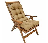 Waterproof High Back Patio Rocking Chair Cushion - Non-Slip Foldable Adirondack Pad with Ties, UV Sun Protection, Durable Oxford Cloth for Outdoor Garden (Khaki, 110x50cm)