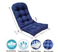 Waterproof High Back Rocking Chair Cushion Foldable Non Slip Adirondack Pad with Ties UV Sun Protection for Outdoor Patio Garden Seat (Green Leaf 110x50cm)