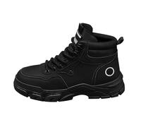Waterproof Hiking Boots Mens Ankle Boots Breathable Safety Work Booties Chunky Non-Slip Walking Boot Arch Support Orthopedic Trekking Comfortable High Top Sneakers Footwear Outdoor Fitness Black