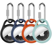 Waterproof Holder for AirTag Keychain, 4 Pack for Apple Air Tag 1st & 2nd Case（Professional Carabiner） Shockproof 丨Durable Cover,TPU for AirTags Key Chain for Kids, Pets, Keys, Luggage, Backpacks