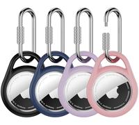Waterproof Holder for AirTag Keychain,4 Pack for Apple Air Tag 1st & 2nd Case（Professional Carabiner）Shockproof 丨Durable Cover for AirTags,TPU for AirTag Key Chain for Kids,Pets,Keys,Luggage,Backpacks