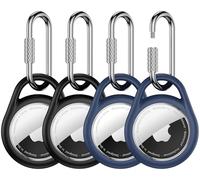 Waterproof Holder for AirTag Keychain, 4 Pack for Apple Air Tag 1st & 2nd Case（Professional Carabiner）Shockproof 丨Durable TPU Cover for AirTags,Key Chain for Kids, Pets Collar, Keys,Luggage,Backpacks