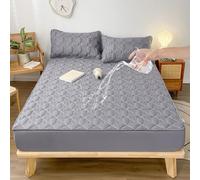 Waterproof Ice Silk Mattress Protector - Breathable Cooling Cover for Hot Sleepers - Solid Color Summer/Spring Topper & 48x74cm Pillowcase (Set of 2)